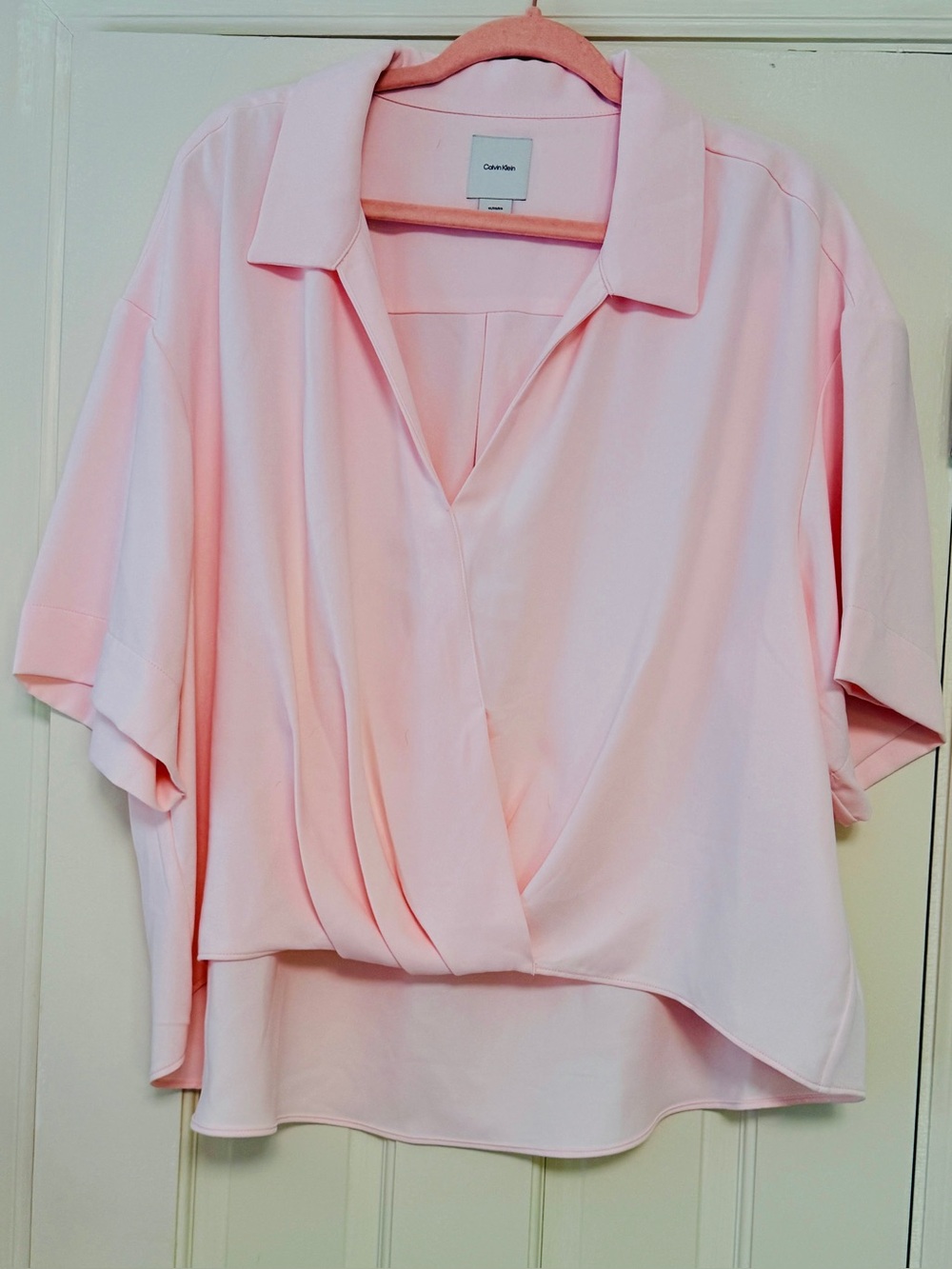 Calvin Klein Ballet Pink Draped Wrap Blouse